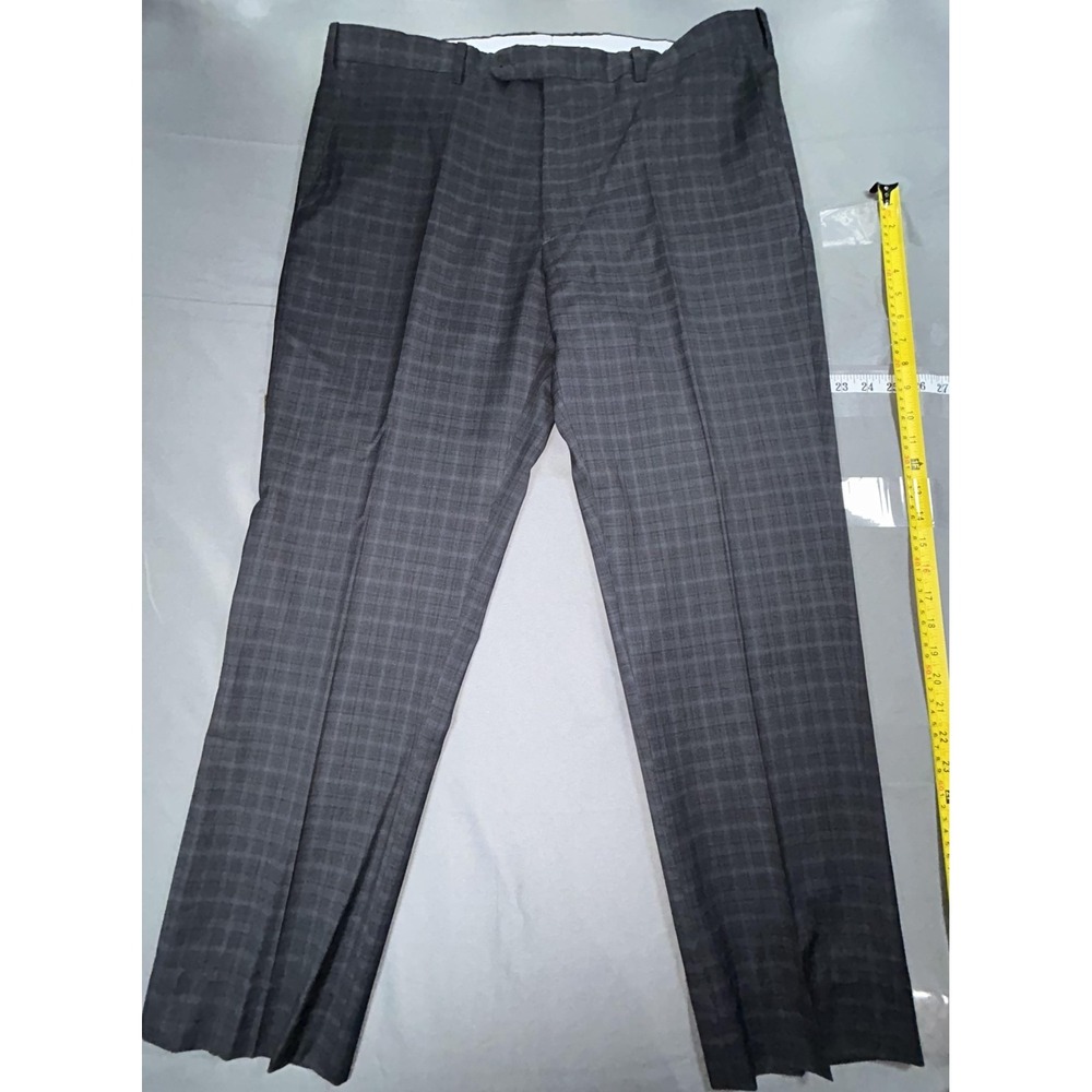 JB Britches Dress Pants Mens 36R Gray Torino Wool Check Flat Front Straight
